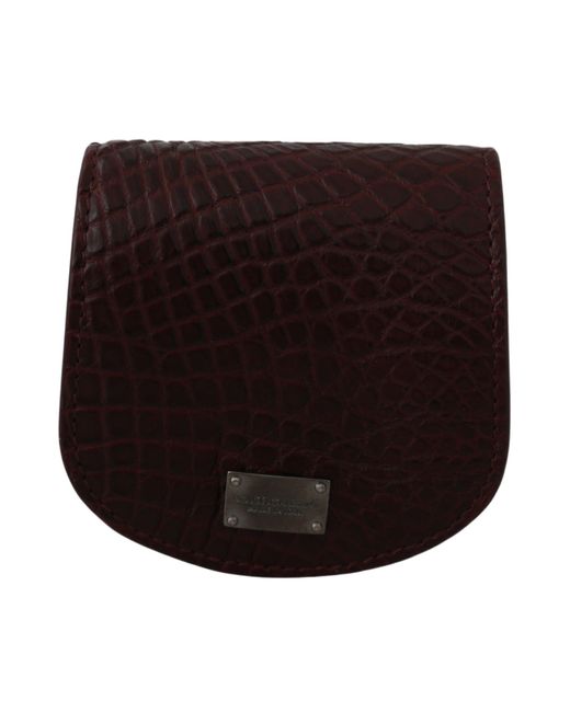 Dolce & Gabbana Brown Refined Caimano Leather Coin Case for men