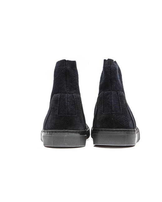 MR & MRS Black Blue Leather S Ankle Boot