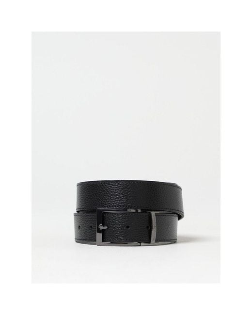 armani black leather belt