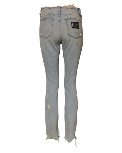 Dolce & Gabbana Gray Light Blue High Waist Skinny Denim Jeans for men