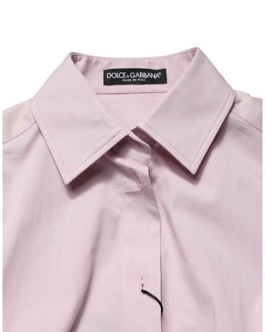 Dolce & Gabbana Pink Cotton Long Sleeves Collared Shirt Top