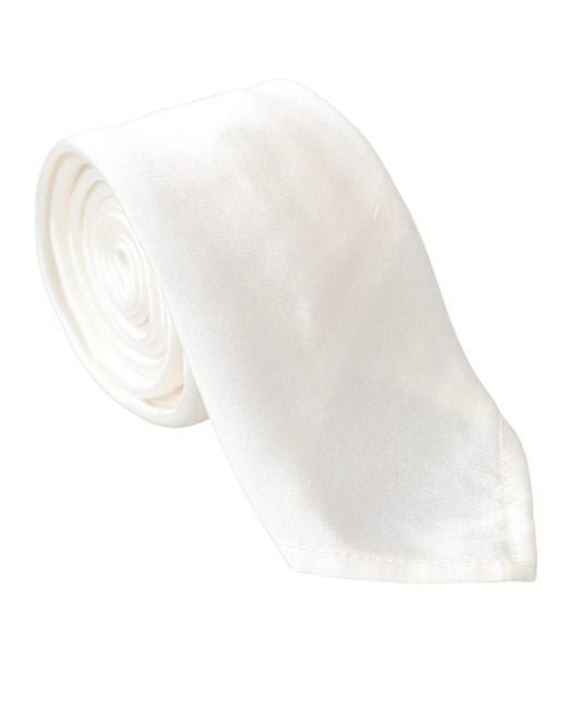 Dolce & Gabbana White Silk Blend Adjustable Tie Men for men