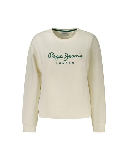 Pepe Jeans Natural White Cotton Blend 's Sweatshirt
