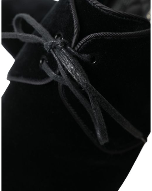 Dolce & Gabbana Black Velvet Lace Up Formal Derby Dress Shoes for men