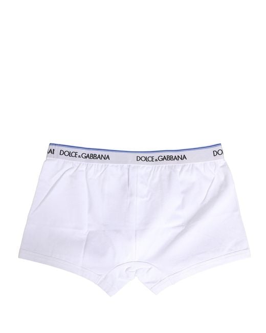Dolce & Gabbana White Logo Waistband Regular Boxer Underwear Cotton Elastane Clothing for men