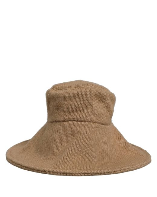 Dolce & Gabbana Brown Cotton Knit Widebrim Bucket Capello Hat