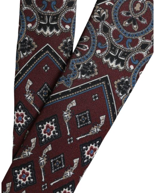 Dolce & Gabbana Blue Printed 100% Silk Adjustable Tie for men