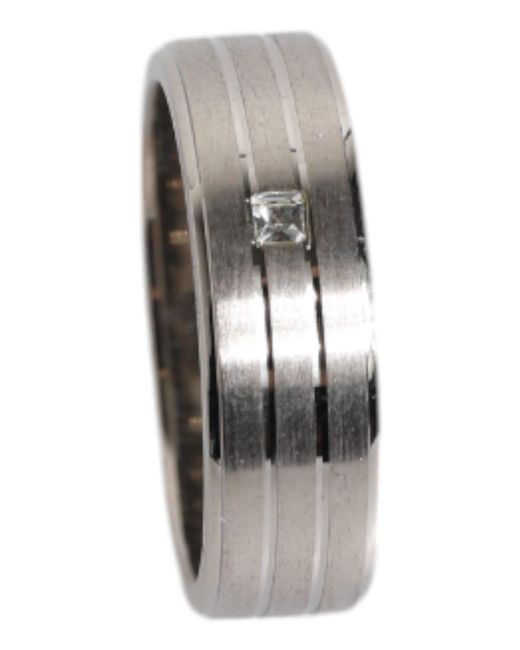 Dolce & Gabbana Gray Silver Tone Brass Clear Crystal Dg Logo Ring for men