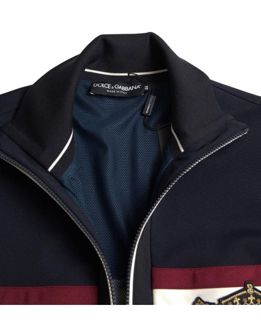 Dolce & Gabbana Blue Cardigan Heraldic Full Zip Sweater for men
