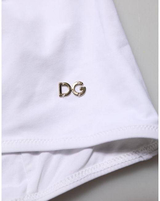 Dolce & Gabbana Gray White Padded Balconette One Piece Swimwear