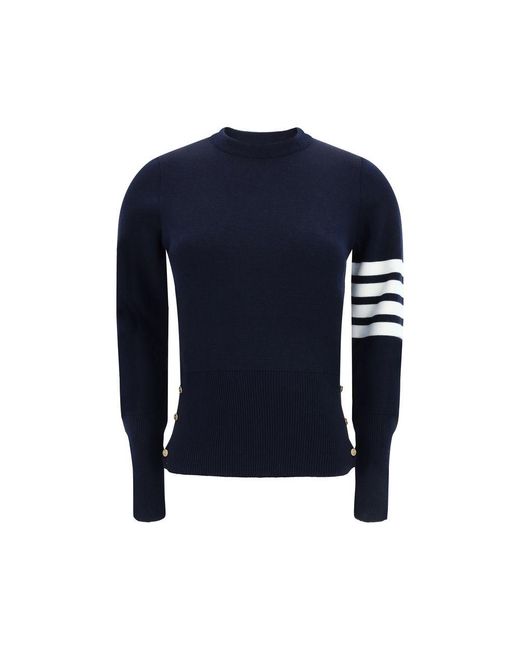 Thom Browne Blue Thom E Milano Stitch Classic Crew Neck Pullover