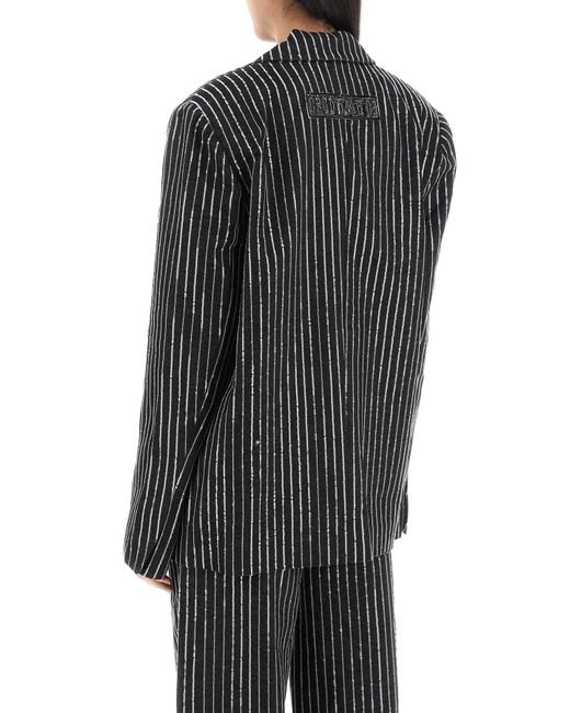 ROTATE BIRGER CHRISTENSEN Black Blazer With Sequined Stripes