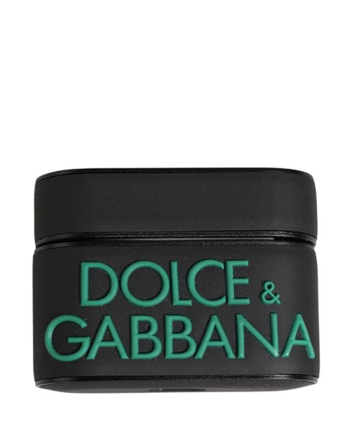 Dolce & Gabbana Black Pvc Embossed Logo Flip Holder Airpods Case