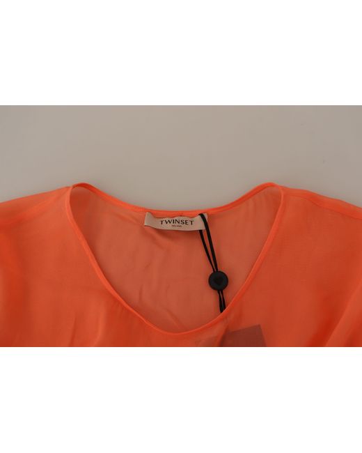 Twinset Orange Coral Cotton Blend Short Sleeves Maxi Shift Dress