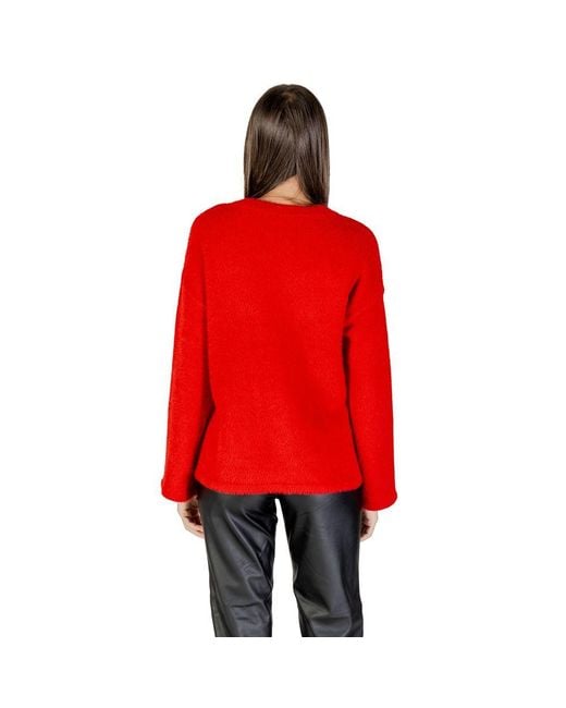 ONLY Red Multicolor Marabou Sweatshirt