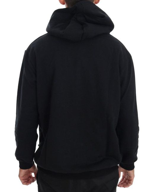 Daniele Alessandrini Blue Black Gym Casual Hooded Cotton Sweater for men
