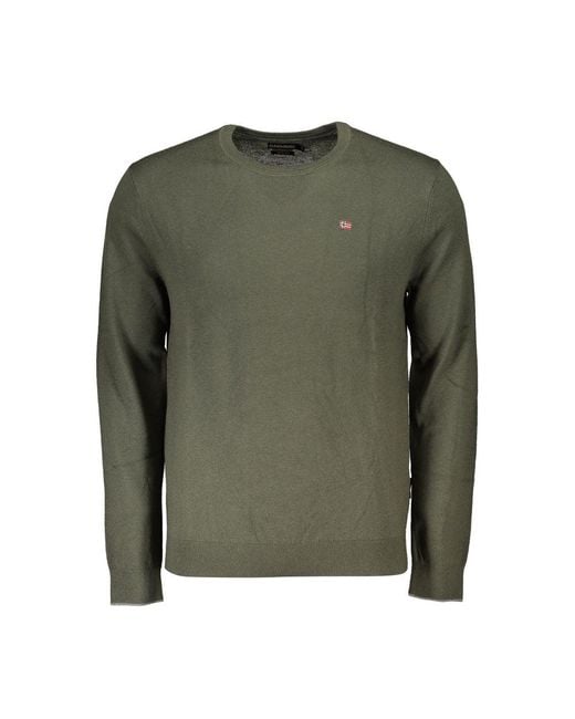 Napapijri Men's Green Vintage Crew Neck Embroide Sweater