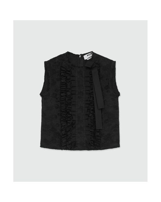 MSGM Black Polyester Tank Tops