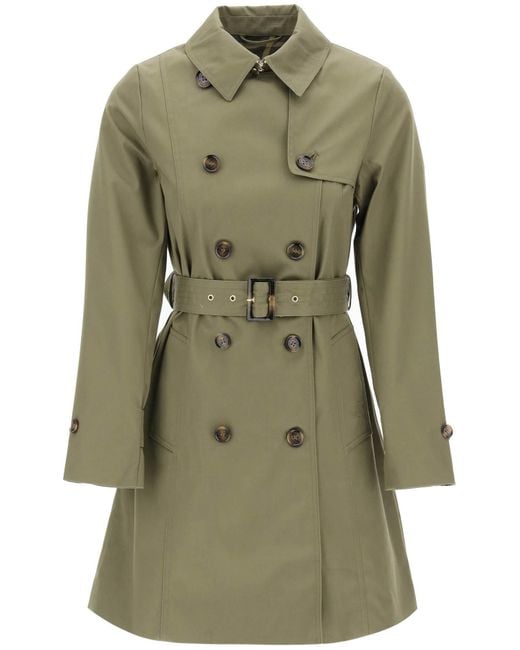 Barbour Green Double-Breasted Trench Coat For