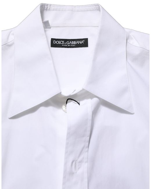 Dolce & Gabbana White Cotton Sleeveless Formal Dress Shirt for men