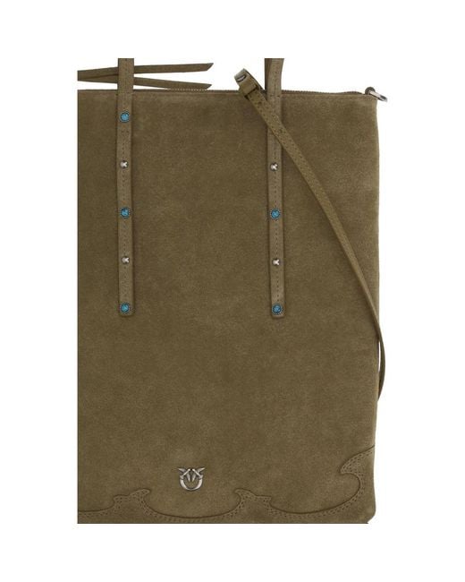 Pinko Green Bicolor Calf Leather Bos Taurus Shoulder Bag