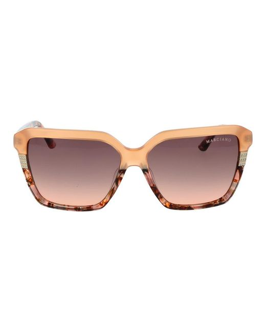 MARCIANO BY GUESS Pink Orange Acetate Sunglasses