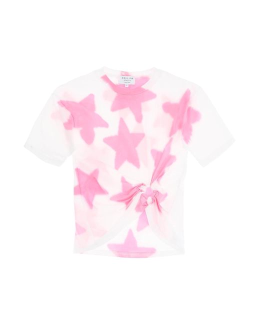 Collina Strada Pink Tie-dye Star T-shirt With O-ring Detail