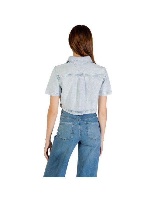 Tommy Hilfiger Light Blue Recycled Cotton Shortsleeve Shirt