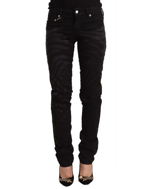 Just Cavalli Black Elegant Slim Fit Embellished Jeans