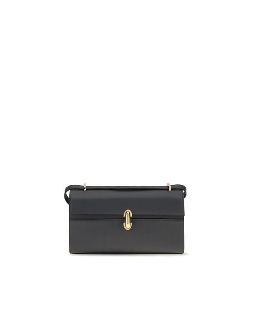 SAVETTE Black Gray Calf Leather Bos Taurus Shoulder Bag