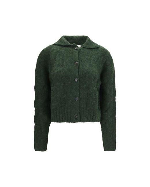 Allude Green Bicolor Cashmere Cardigan
