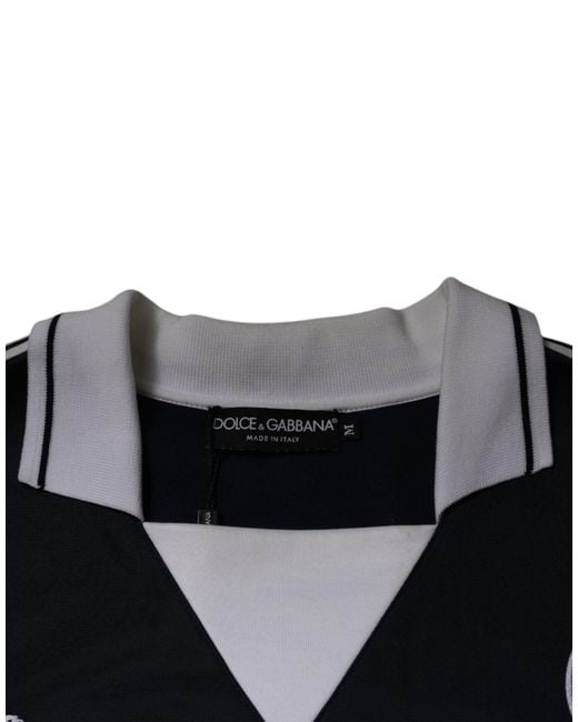 Dolce & Gabbana Blue Logo Jersey Collared Pullover Sweater for men