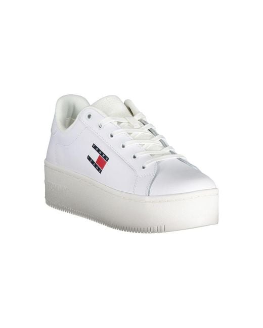 Tommy Hilfiger White Essential Platform Sneakers