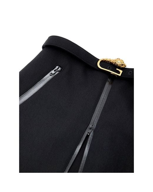 Gucci Black Gonna Nera Con Zip E Cintura