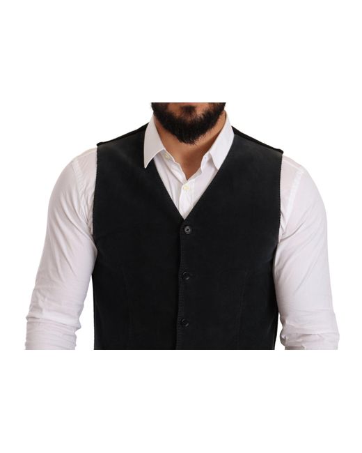 Dolce & Gabbana Black Suit Vests for men