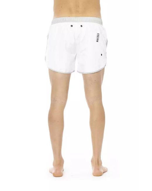 Bikkembergs White Elegant Swim Shorts With Unique Front Print for men