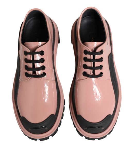 Dolce & Gabbana Multicolor Light Powder Pink Black Leather Lace