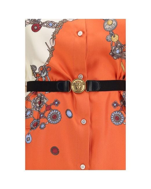 Versace Orange Silk Casual Dress
