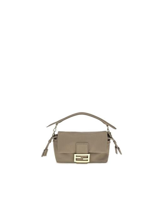 Fendi Metallic Beige Lamb Ovis Aries Aries Handbag