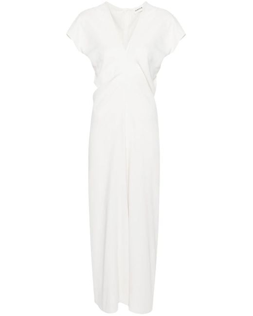 P.A.R.O.S.H. White Ruched Cady Midi Dress