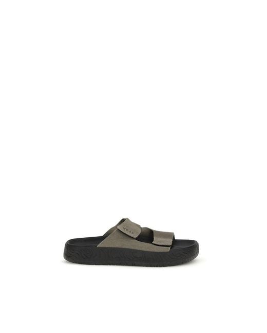 Veja Black Bicolor Calf Leather Bos Taurus Flat Sandals