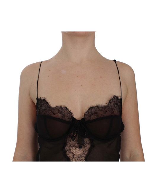 Dolce & Gabbana Silk Lace Babydoll Top Black Sig30084