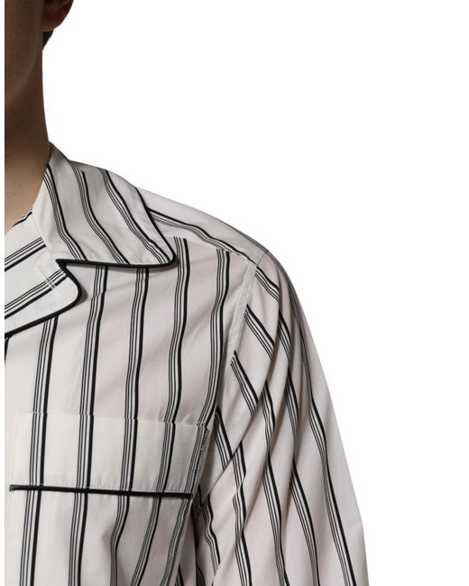 Dolce & Gabbana Gray Stripes Cotton Pajama Set Sleepwear for men