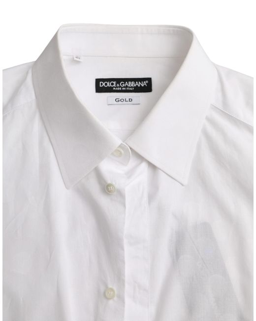 Dolce & Gabbana Gray Polka Dotted Cotton Dress Shirt for men