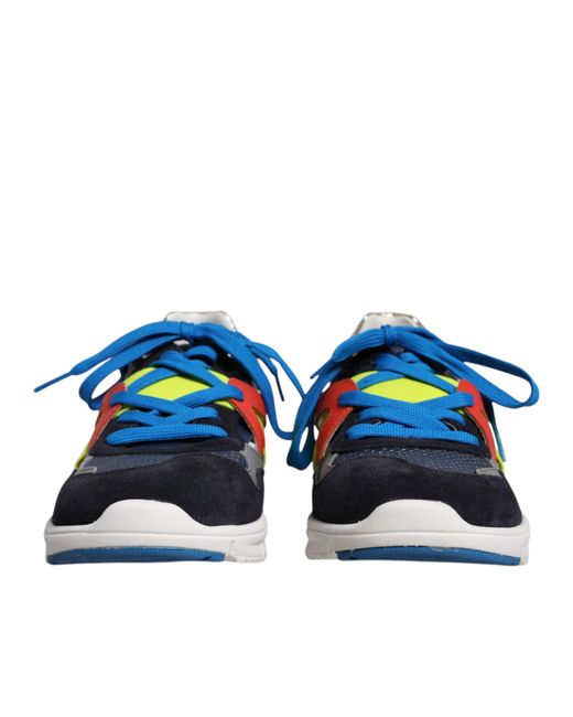 Dolce & Gabbana Blue Leather Suede Low Top Sneakers Shoes for men