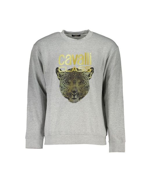 Roberto Cavalli Gray Cotton Sweater for men