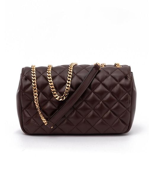 Versace Brown Quilted Leather Shoulder Strap Bag