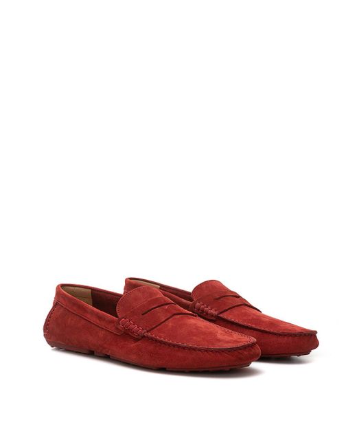 Bally Red Bordeaux Penny Loafer In Suede for men