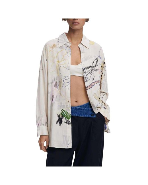 Desigual Multicolor Beige Viscose Blouse
