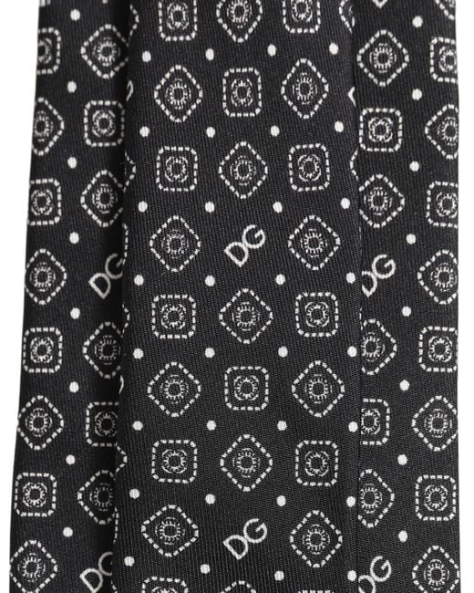 Dolce & Gabbana Men Black Dg Logo 100% Silk Adjustable Tied Necktie Tie for men